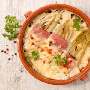 Witlof met ham en kaas en spaghetti