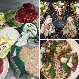 Cracker pizza diverse toppings