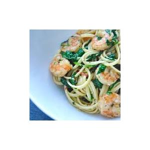 Spaghetti met garnalen en spinazie 